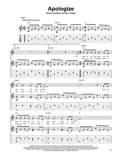 Apologize | Sheet Music Direct