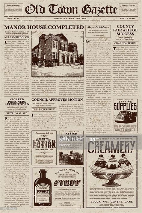 A vector illustration of an old fashioned newspaper in a Victorian... | Newspaper design ...