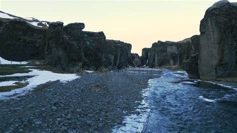 Icelandic Fjadrargljufur Canyon Stock Photo - Image of panoramic, hills ...