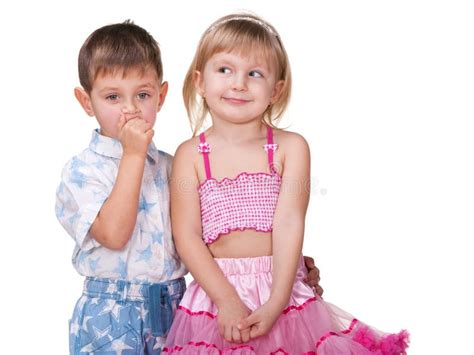 Flirting Girl and Thoughtful Boy Stock Image - Image of flirt, white: 17980149