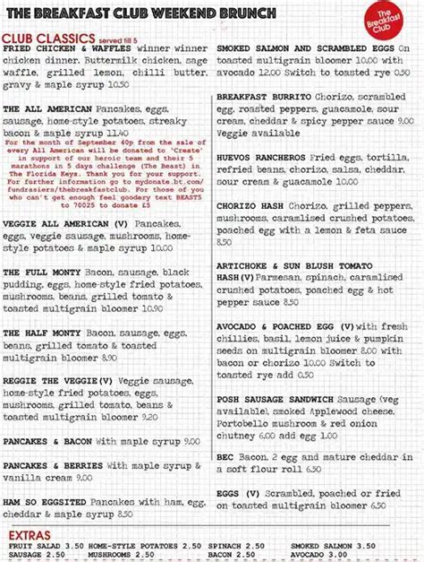 The Breakfast Club Menu, Menu for The Breakfast Club, Battersea, London - Zomato UK