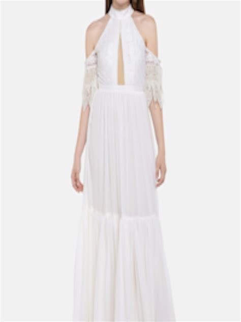 Buy Khwaab Women White Self Design Maxi Dress - Dresses for Women 10200555 | Myntra