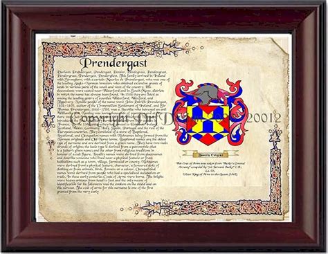 Amazon.com: Prendergast Coat of Arms/ Family Crest on Fine Paper and ...