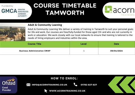 Course Timetables - Acorn Training Ltd