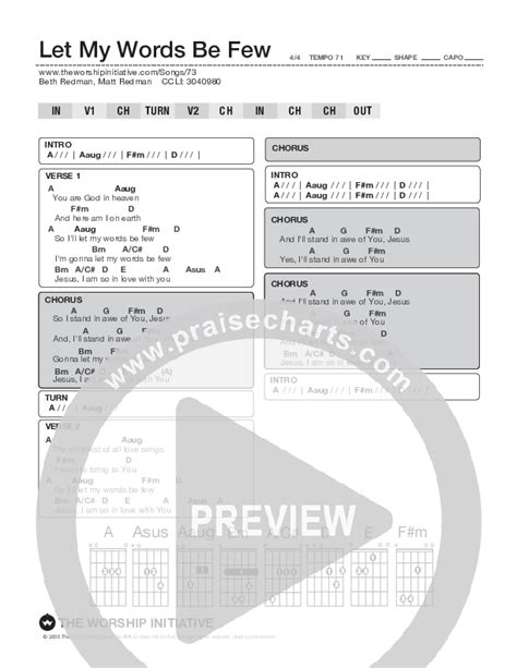 Let My Words Be Few Chords PDF (Shane & Shane / The Worship Initiative ...