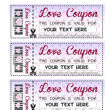 Printable Love Coupons, Customizable, Personalized, Editable, Gift for Him, Gift for Her ...