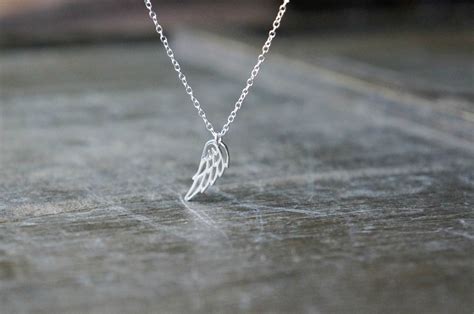 Tiny Angel Wing Necklace / Small Silver Wing Pendant on a | Etsy