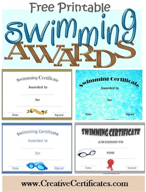 Free printable swimming certificates and awards | Sports Awards | Pinterest | Certificate, Free ...