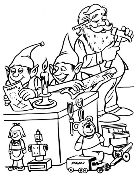 Elves And Santa Christmas Coloring Pages For Kids | Christmas ... | Coloring: Christmas ...