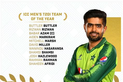 ICC Men's T20: Pak. Skipper Babar Azam Named Captain of ICC Men's T20I ...