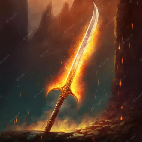 Premium Photo | Fantasy style sword on fire