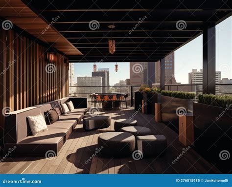 Downtown Rooftop Bar with City View Stock Image - Image of architecture, rise: 276815985