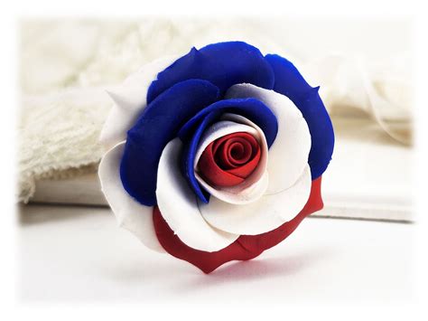 Red White and Blue Rose Hair Clip Pin