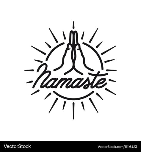 Hand drawn namaste sign yoga center emblem Vector Image