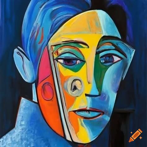 Reimagined blue self-portrait of picasso on Craiyon