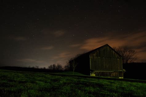 Free Images : grass, outdoor, light, sky, farm, night, star, barn ...