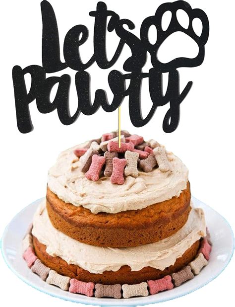 Amazon.com: Lets Pawty Cake Topper, Dog Cake Topper, Puppy Cake Topper ...