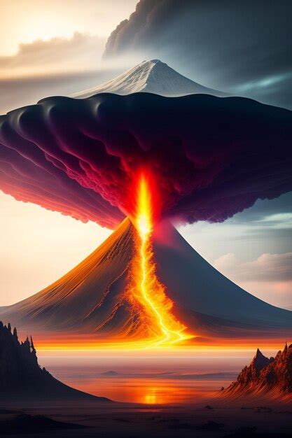 Premium Photo | A volcano erupting with smoke and fire