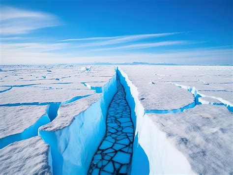 Premium AI Image | Melting glaciers of antarctica cracks in the ice climate change concept