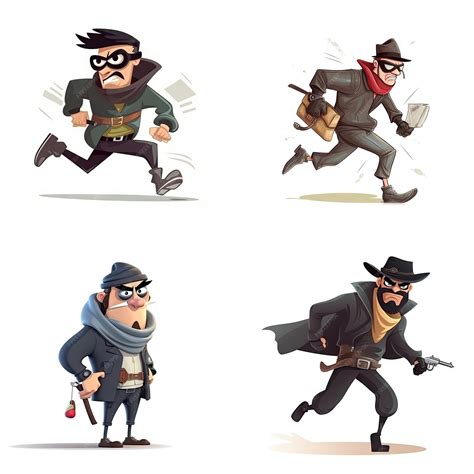 Premium AI Image | Cartoon character of robber white background