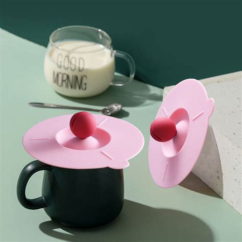 Cute Cup Dust Cover Drinking Cup Lids Glass Mugs Cap with Spoon Holder ...