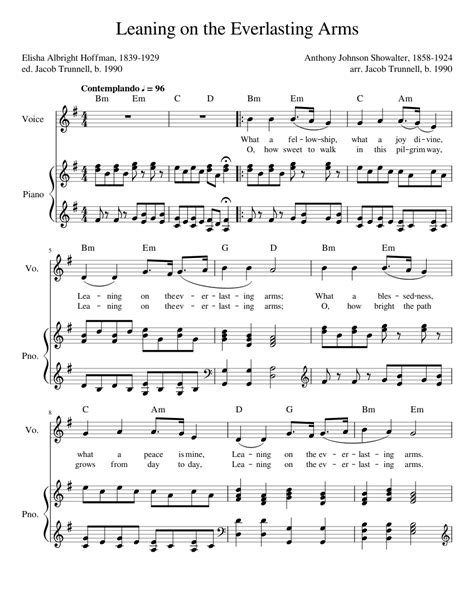 Leaning on the Everlasting Arms Sheet music for Piano, Vocals (Piano-Voice) | Musescore.com