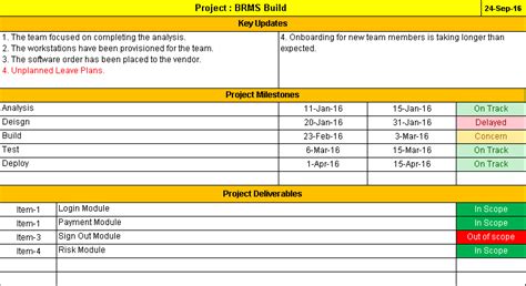 Project Status Report Template Excel Template - FREE