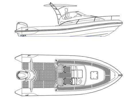 Motor boat side and top view elevation cad block details dwg file - Cadbull