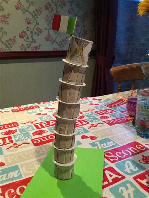 Leaning tower of Pisa - made out of kitchen roll and cardboard discs. | Crafts for kids, Around ...