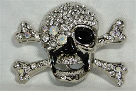 Unisex Skull & Crossbones BLING Black & Silver Belt Buckle 148 | Skull & Pirate Clothing & Stuff