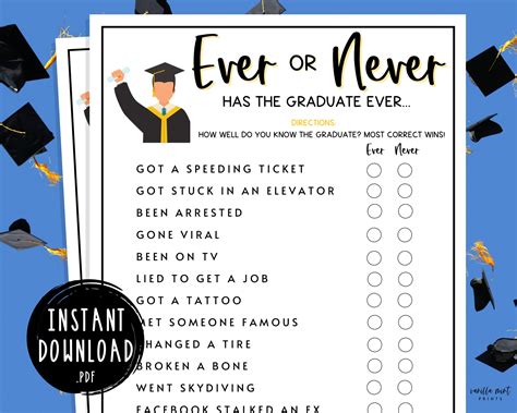 Graduation Games Ever or Never Fun Graduation Party Games - Etsy