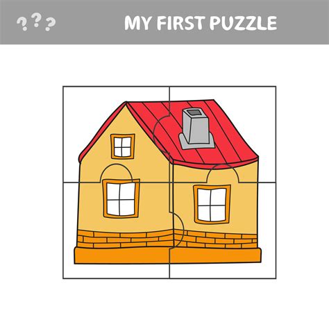 Education paper game for children, House. My first puzzle - game for kids 4651349 Vector Art at ...