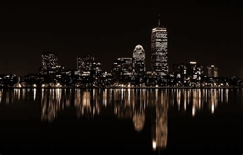 "Boston skyline at night" by mricci | Redbubble