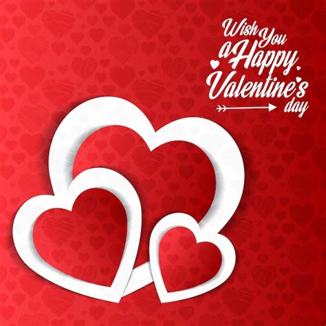 Free Vector | Wish you a happy valentines day with red pattern