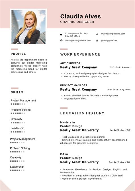 Simple Graphic Designer Resume