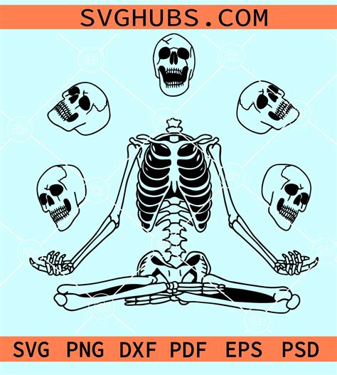 Skeleton meditation Svg, Meditating skeleton Svg, Skeleton Yoga Svg