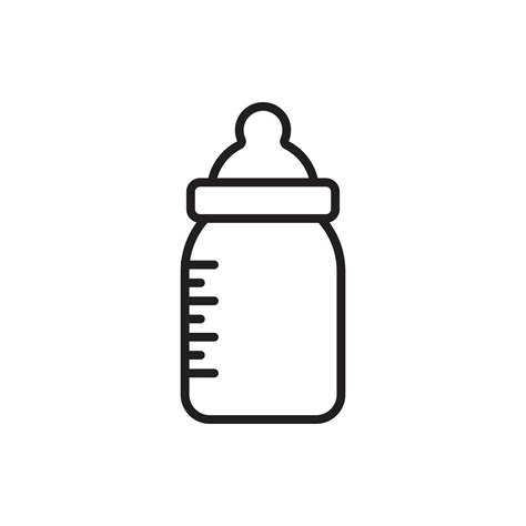 eps10 black vector milk feeding bottle line art icon isolated on white background. baby milk ...