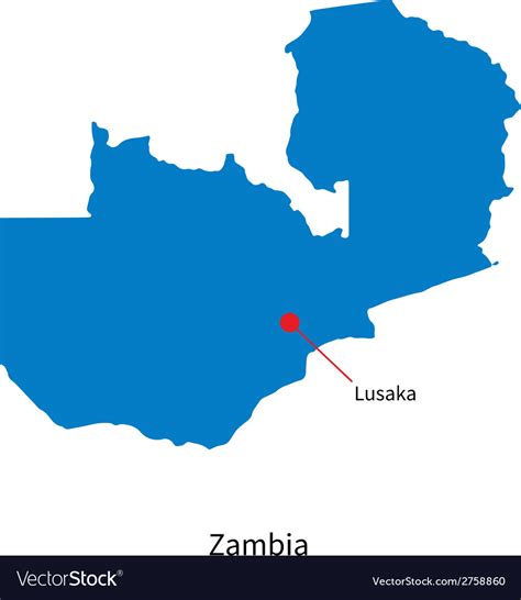 Detailed Map Of Zambia And Capital City Lusaka Vector Image | sexiezpix ...