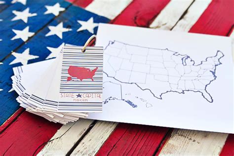 Printable USA Map and State Capital Flashcards