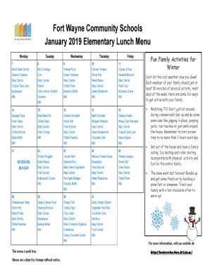 Lunch Menu For Elementary School - Page 4 | pdfFiller