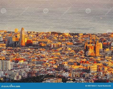 Sunset in Barcelona stock image. Image of dusk, mediterranean - 40073833