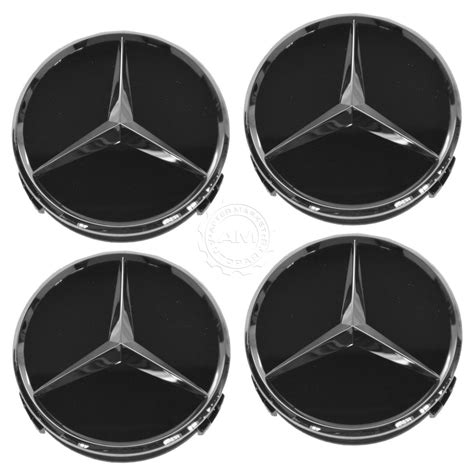 OEM Raised Chrome & Black Wheel Center Cap Set of 4 for Mercedes Benz New | eBay