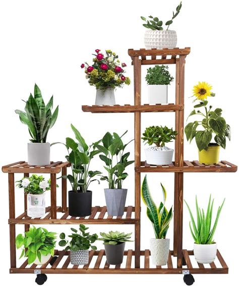 Plant Stand, ToteBox Wood Plant Stands Indoor Outdoor, Multi Tiered ...