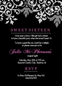 16th Birthday Invitation Wording Ideas From PurpleTrail