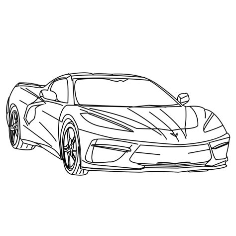 Chevrolet Corvette Stingray 2022, Corvette Drawing, Stingray Drawing, Corvette Sketch PNG ...