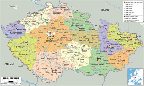 Large detailed administrative map of Czech Republic with all roads ...