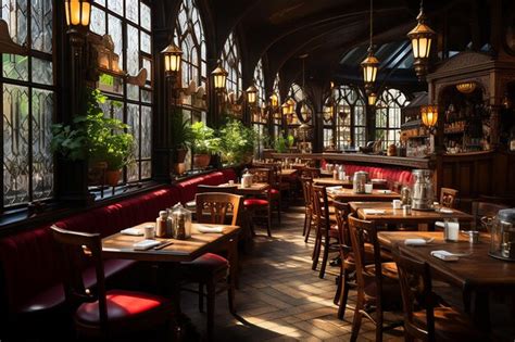 Premium AI Image | OldFashioned Restaurant with Interior Tables