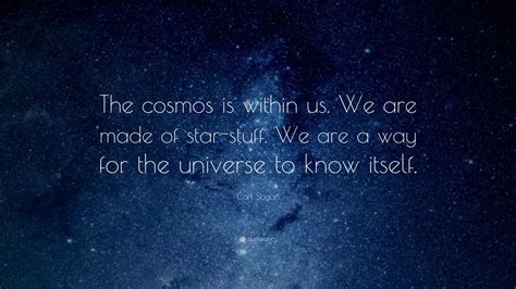 Carl Sagan Quote: “The cosmos is within us. We are made of star-stuff. We are a way for the ...