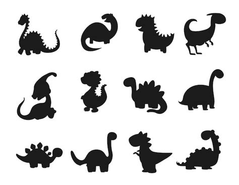 Premium Vector | Dinosaur cartoon animals scissors collection isolated vector silhouette