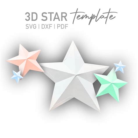 5 Point 3D Star SVG Template, DXF and PDF Printable - Etsy